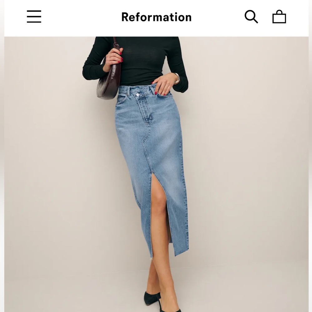 Reformation long denim skirt